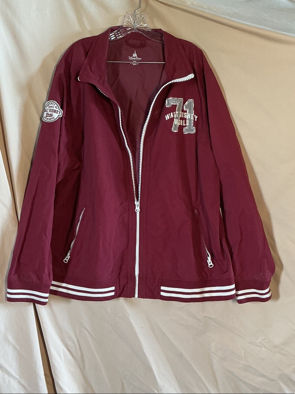 Disney Maroon Windbreaker Jacket with White Trim